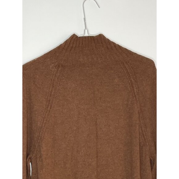 White + Warren 100% Cashmere Mock Neck Knit Ribbed Brown Sweater Long Sleeve L - Picture 9 of 9